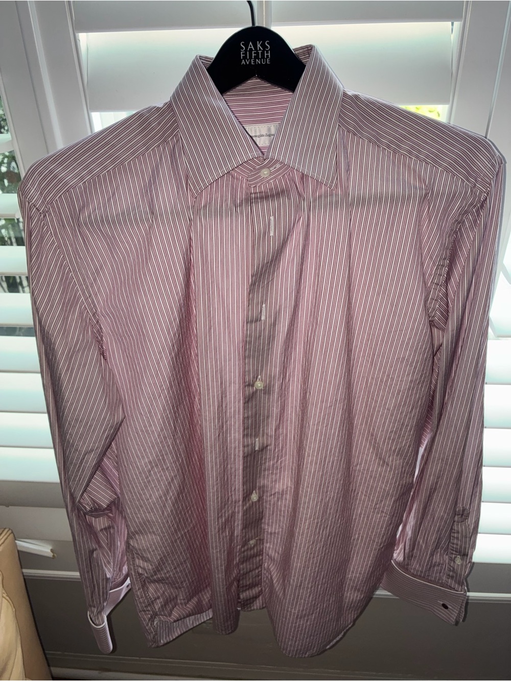 NWOT Ermenegildo Zegna Red/White French Cuff Shirt 41/16